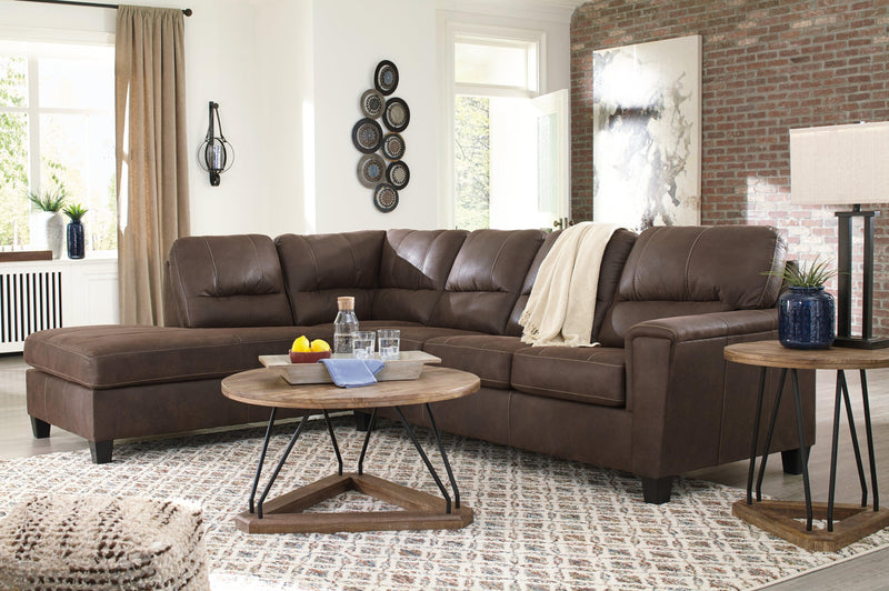 Navi Chestnut Faux Leather 2-Piece Sleeper Sectional With Chaise 94003S3 - Ella Furniture