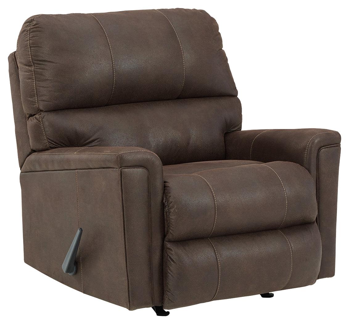 Navi Smoke Faux Leather Recliner - Ella Furniture