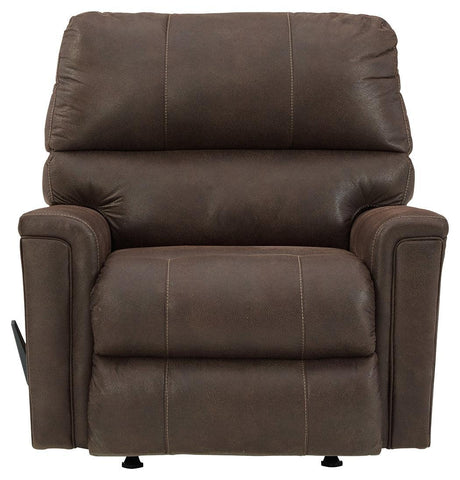 Navi Smoke Faux Leather Recliner - Ella Furniture