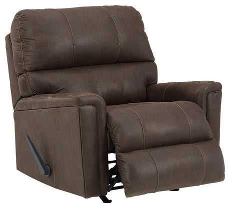 Navi Smoke Faux Leather Recliner - Ella Furniture