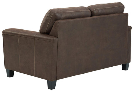 Navi Smoke Faux Leather Loveseat - Ella Furniture