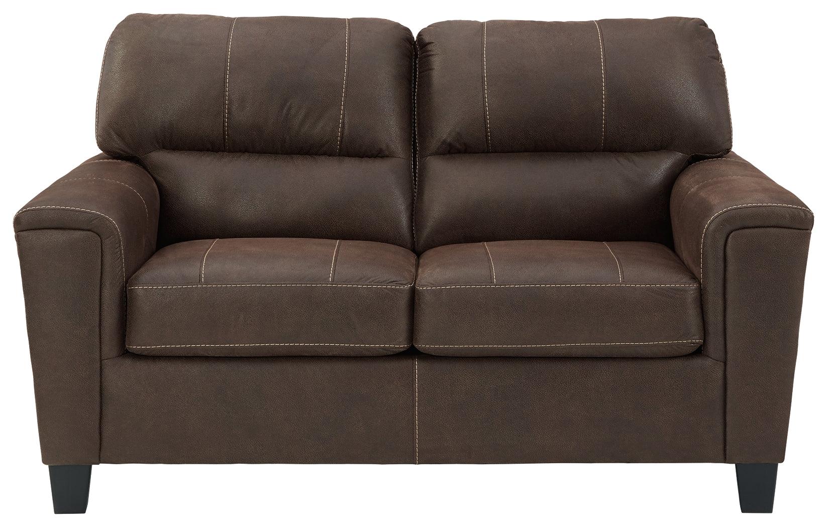 Navi Smoke Faux Leather Loveseat - Ella Furniture