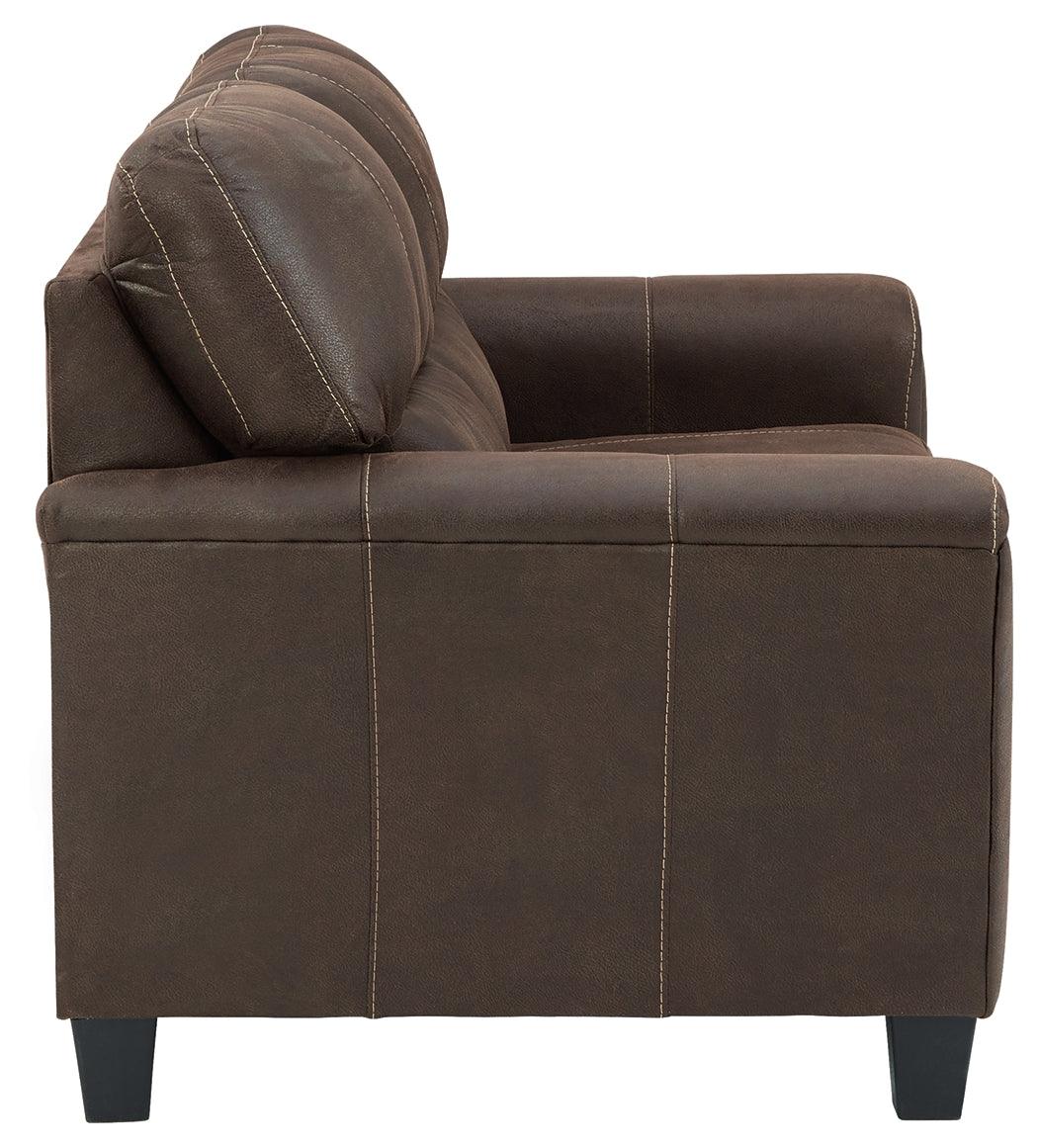 Navi Smoke Faux Leather Loveseat - Ella Furniture