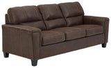 Navi Chestnut Faux Leather Queen Sofa Sleeper - Ella Furniture