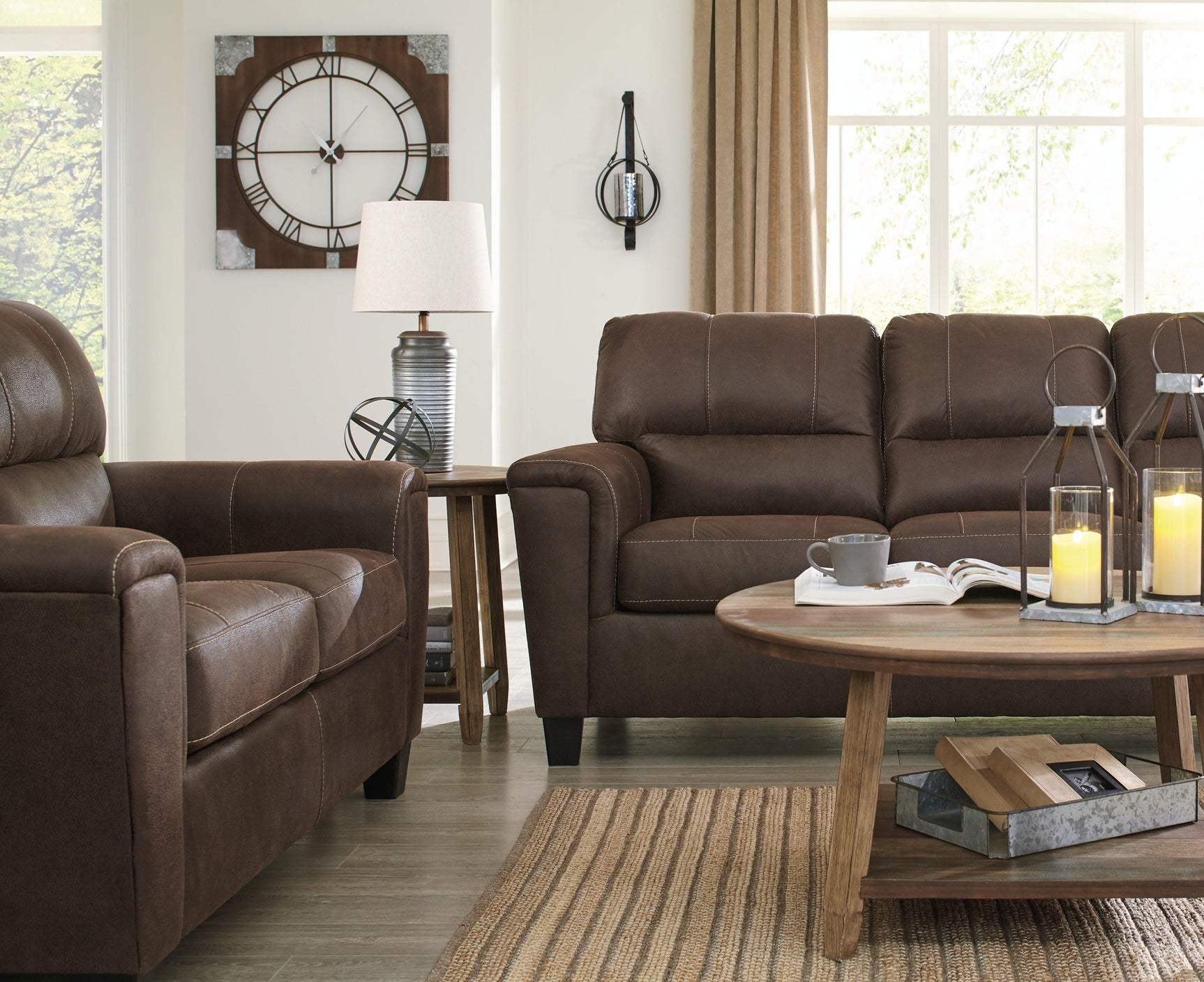 Navi Chestnut Faux Leather Sofa - Ella Furniture