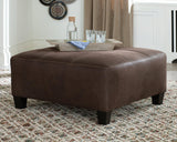 Navi Chestnut Faux Leather Oversized Accent Ottoman - Ella Furniture