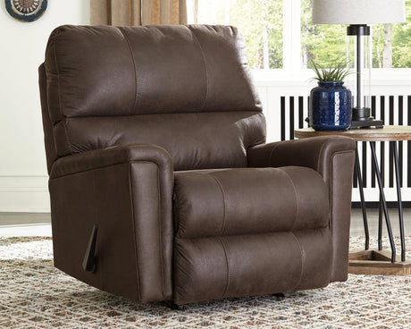 Navi Smoke Faux Leather Recliner - Ella Furniture