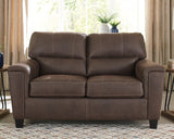 Navi Smoke Faux Leather Loveseat - Ella Furniture