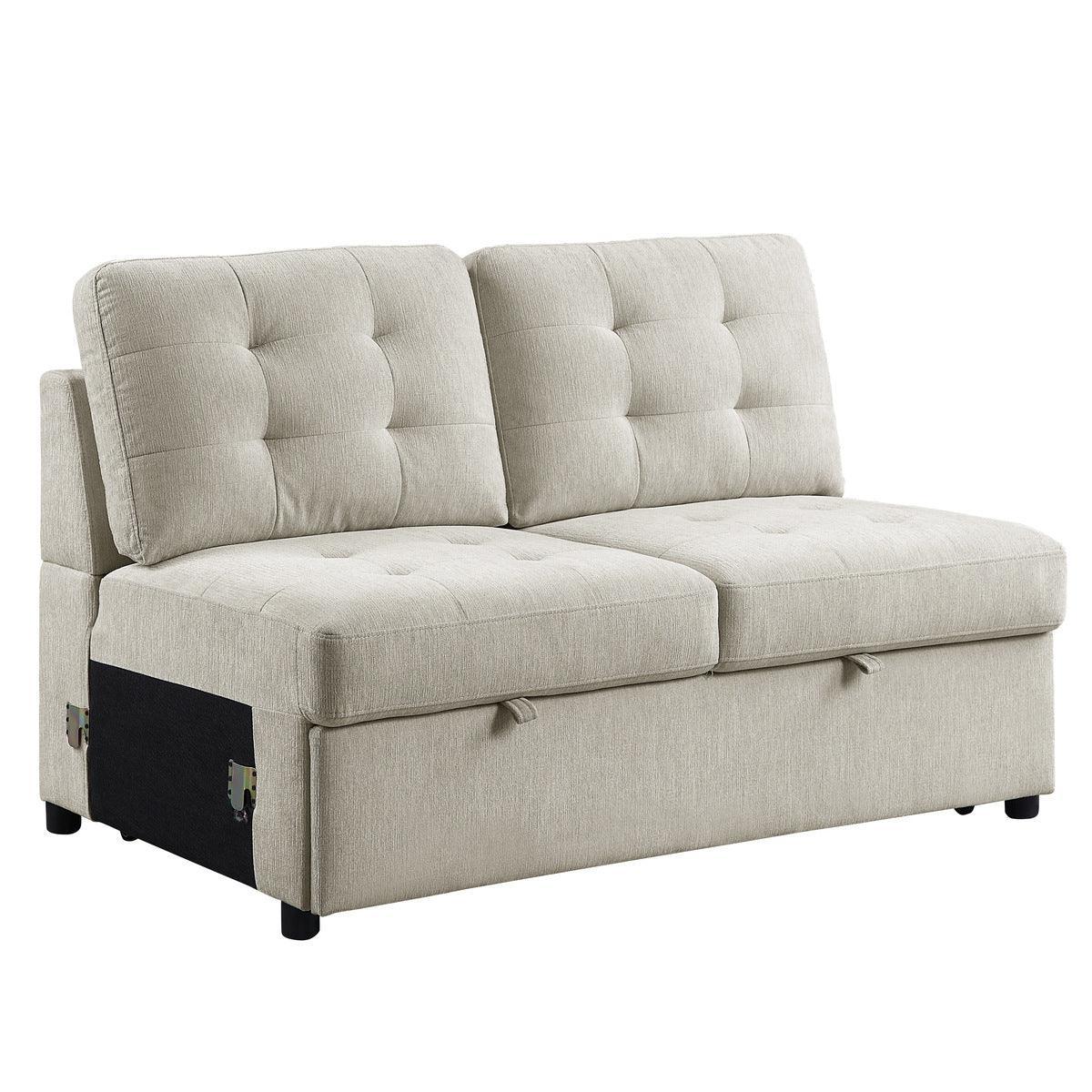 Logansport Beige Solid Wood And Plywood Chenille Fabric Upholstery 4-Piece Sectional - Ella Furniture