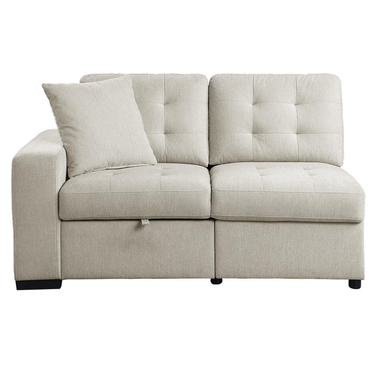 Logansport Beige Solid Wood And Plywood Chenille Fabric Upholstery 4-Piece Sectional - Ella Furniture