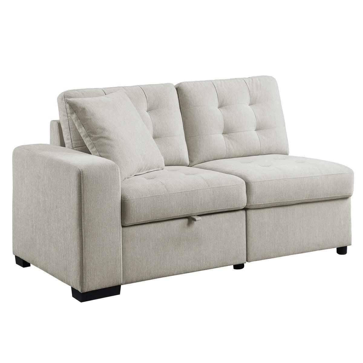 Logansport Beige Solid Wood And Plywood Chenille Fabric Upholstery 4-Piece Sectional - Ella Furniture