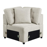 Logansport Beige Solid Wood And Plywood Chenille Fabric Upholstery 4-Piece Sectional - Ella Furniture