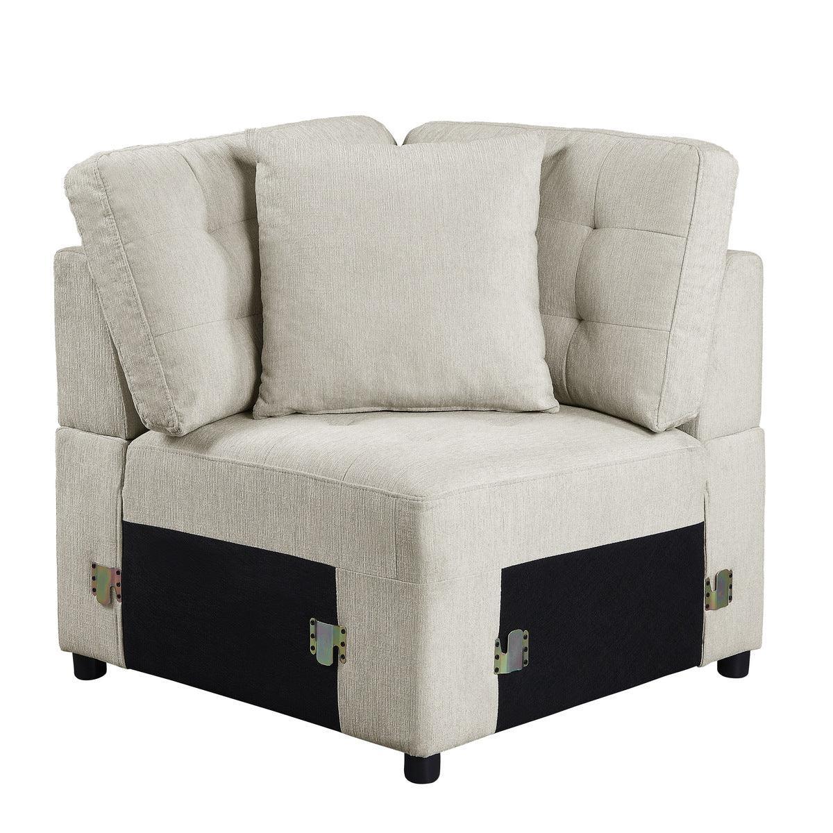 Logansport Beige Solid Wood And Plywood Chenille Fabric Upholstery 4-Piece Sectional - Ella Furniture