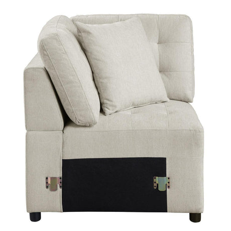 Logansport Beige Solid Wood And Plywood Chenille Fabric Upholstery 4-Piece Sectional - Ella Furniture