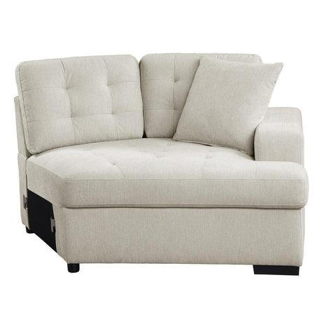 Logansport Beige Solid Wood And Plywood Chenille Fabric Upholstery 4-Piece Sectional - Ella Furniture