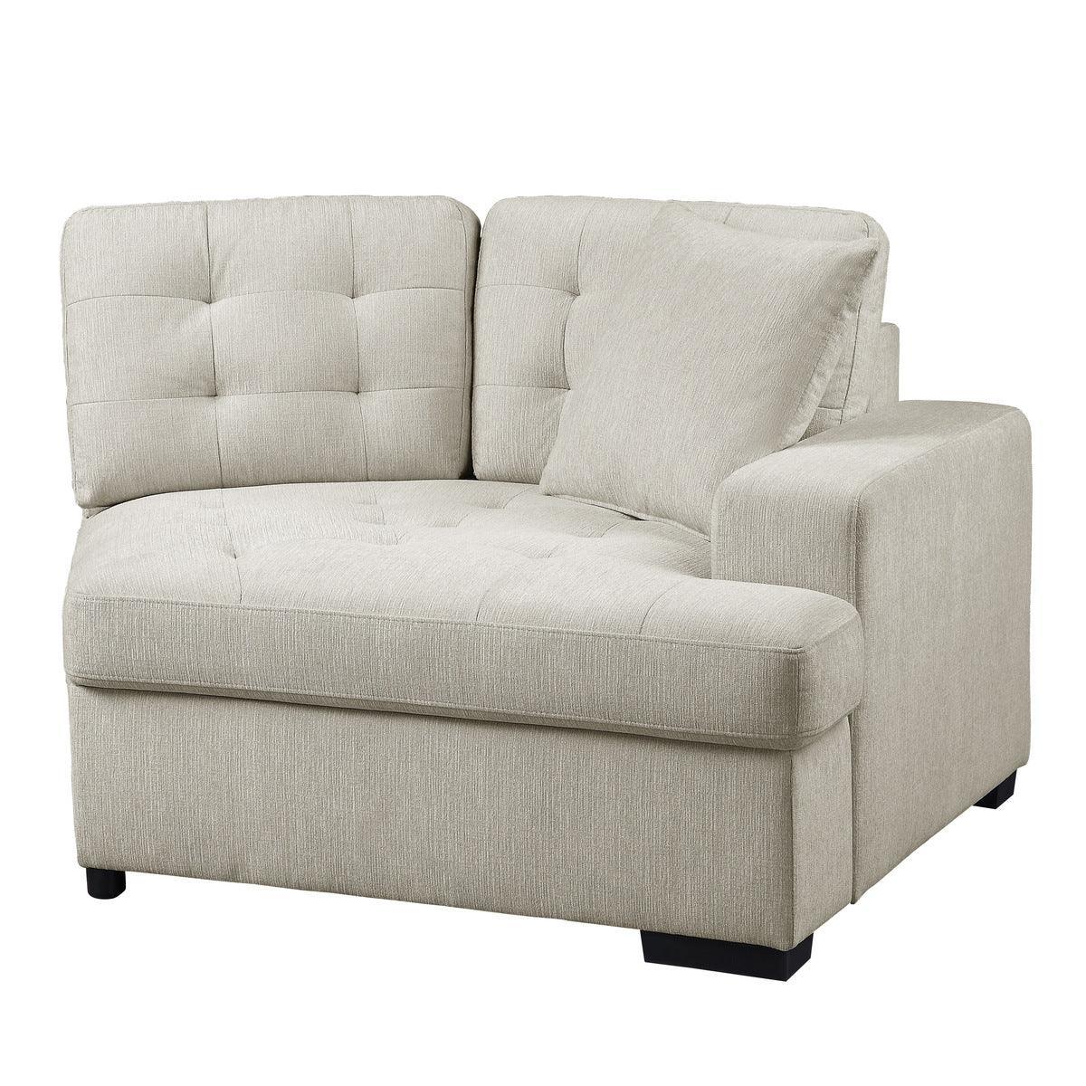Logansport Beige Solid Wood And Plywood Chenille Fabric Upholstery 4-Piece Sectional - Ella Furniture