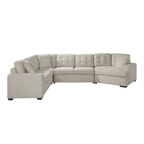 Logansport Beige Solid Wood And Plywood Chenille Fabric Upholstery 4-Piece Sectional - Ella Furniture