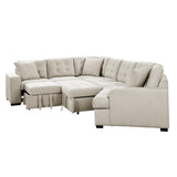 Logansport Beige Solid Wood And Plywood Chenille Fabric Upholstery 4-Piece Sectional - Ella Furniture