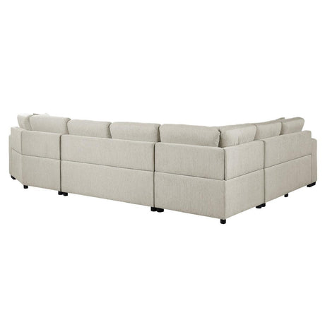 Logansport Beige Solid Wood And Plywood Chenille Fabric Upholstery 4-Piece Sectional - Ella Furniture