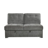 Logansport Gray Chenille Fabric Upholstery 4-Piece Sectional With Pull-out Bed And Pull-out Ottoman - Ella Furniture