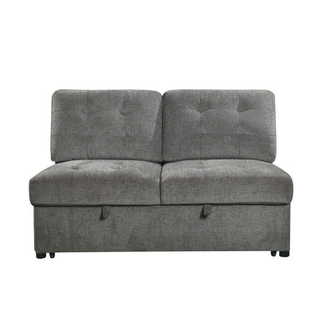 Logansport Gray Chenille Fabric Upholstery 4-Piece Sectional With Pull-out Bed And Pull-out Ottoman - Ella Furniture