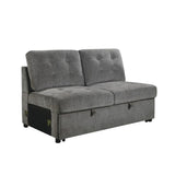 Logansport Gray Chenille Fabric Upholstery 4-Piece Sectional With Pull-out Bed And Pull-out Ottoman - Ella Furniture