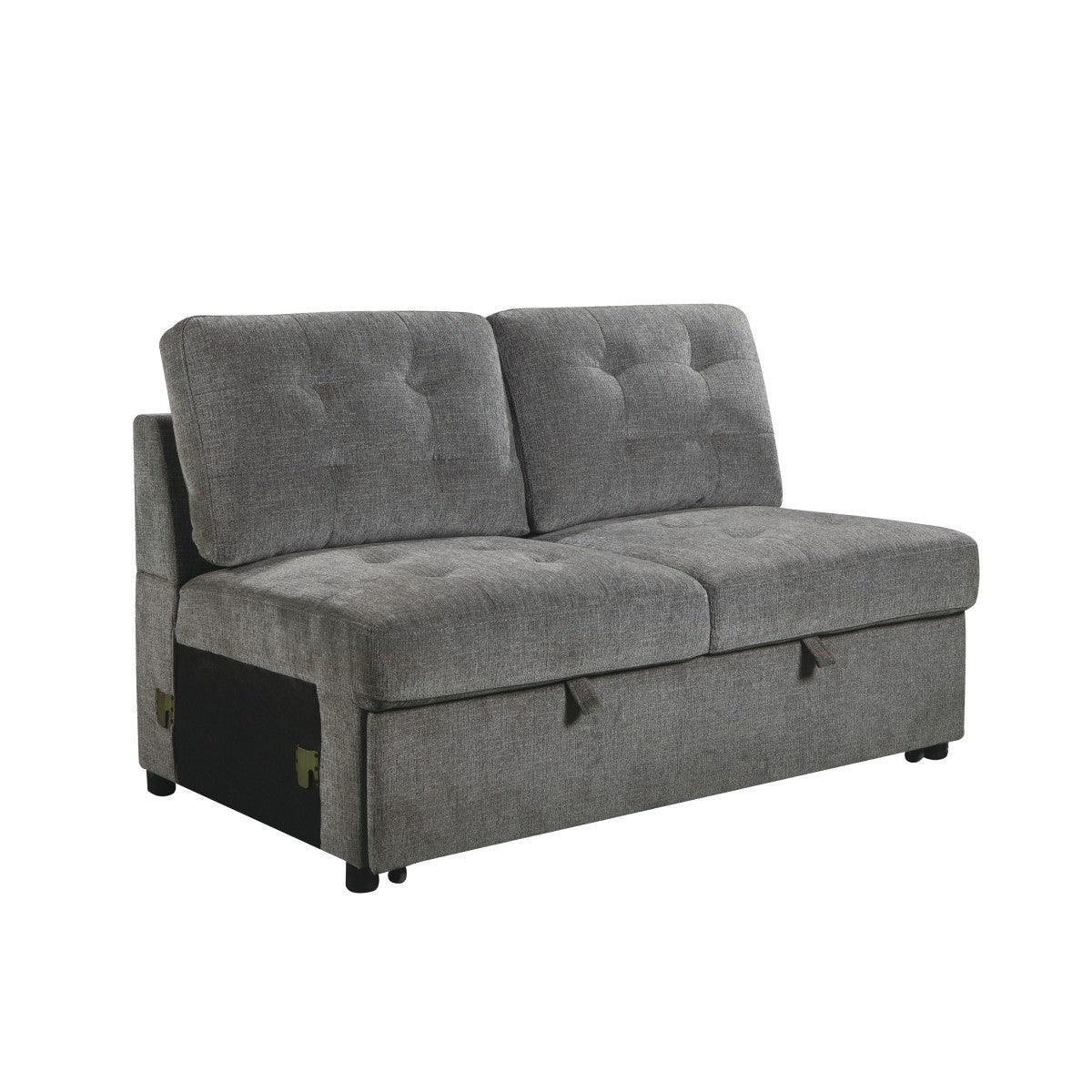 Logansport Gray Chenille Fabric Upholstery 4-Piece Sectional With Pull-out Bed And Pull-out Ottoman - Ella Furniture