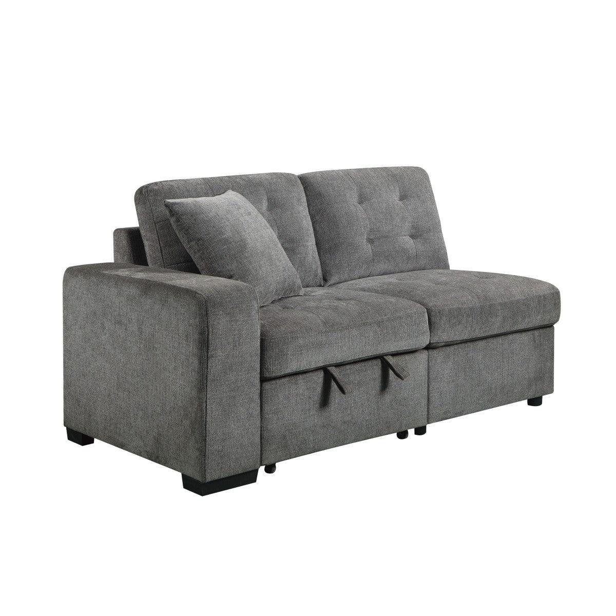 Logansport Gray Chenille Fabric Upholstery 4-Piece Sectional With Pull-out Bed And Pull-out Ottoman - Ella Furniture