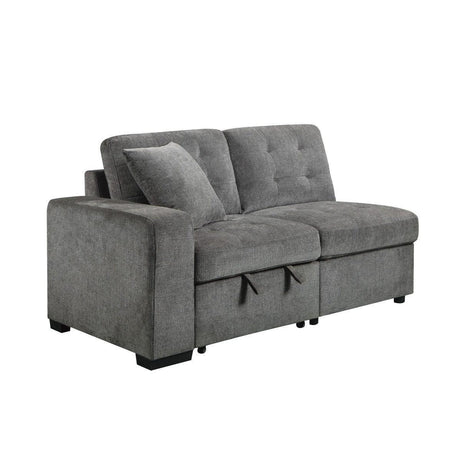 Logansport Gray Chenille Fabric Upholstery 4-Piece Sectional With Pull-out Bed And Pull-out Ottoman - Ella Furniture