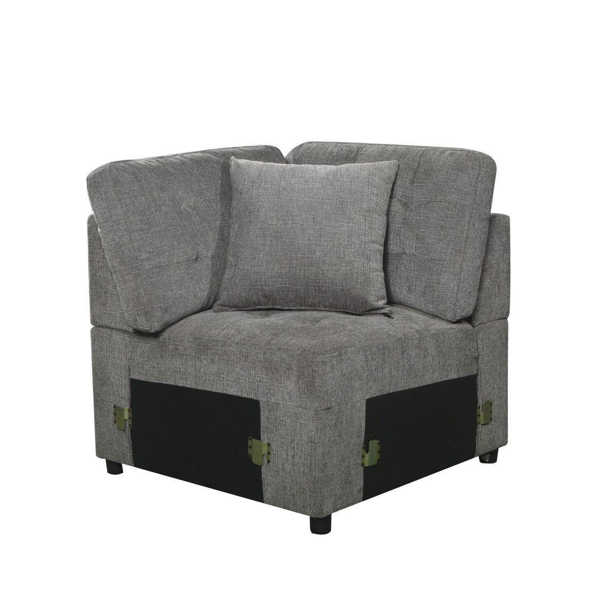 Logansport Gray Chenille Fabric Upholstery 4-Piece Sectional With Pull-out Bed And Pull-out Ottoman - Ella Furniture