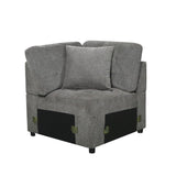Logansport Gray Chenille Fabric Upholstery 4-Piece Sectional With Pull-out Bed And Pull-out Ottoman - Ella Furniture