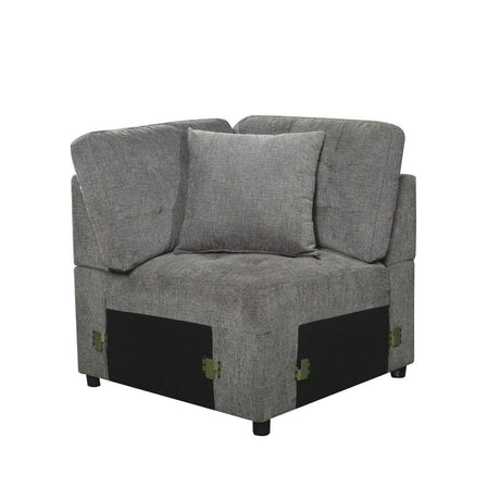 Logansport Gray Chenille Fabric Upholstery 4-Piece Sectional With Pull-out Bed And Pull-out Ottoman - Ella Furniture