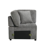 Logansport Gray Chenille Fabric Upholstery 4-Piece Sectional With Pull-out Bed And Pull-out Ottoman - Ella Furniture