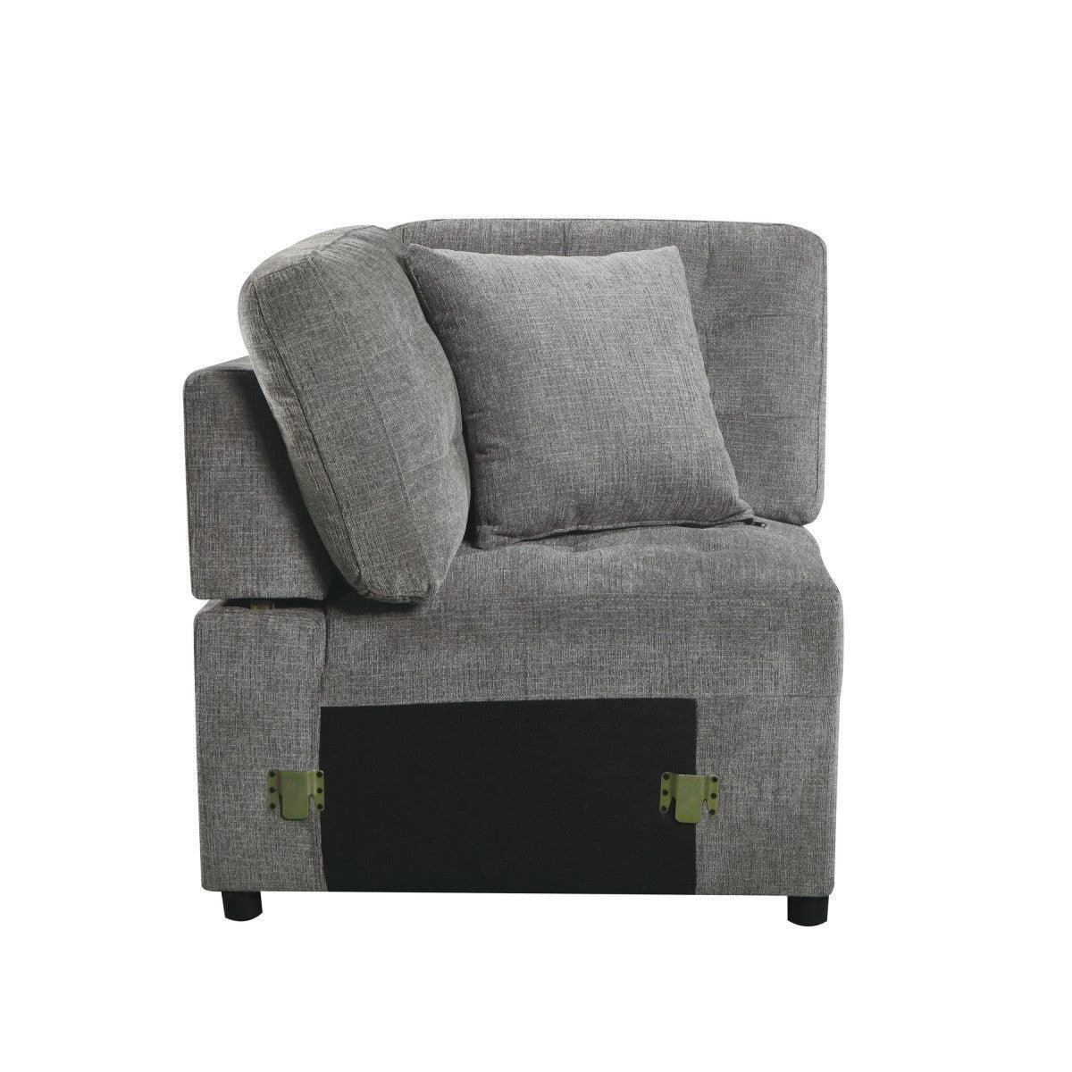 Logansport Gray Chenille Fabric Upholstery 4-Piece Sectional With Pull-out Bed And Pull-out Ottoman - Ella Furniture