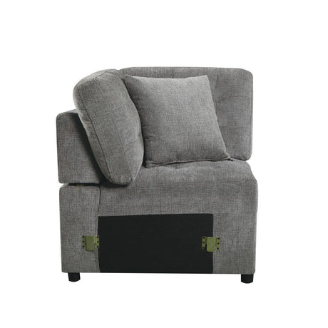 Logansport Gray Chenille Fabric Upholstery 4-Piece Sectional With Pull-out Bed And Pull-out Ottoman - Ella Furniture