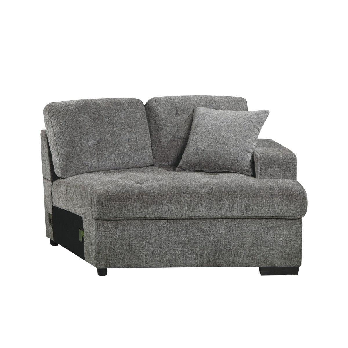Logansport Gray Chenille Fabric Upholstery 4-Piece Sectional With Pull-out Bed And Pull-out Ottoman - Ella Furniture