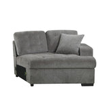 Logansport Gray Chenille Fabric Upholstery 4-Piece Sectional With Pull-out Bed And Pull-out Ottoman - Ella Furniture