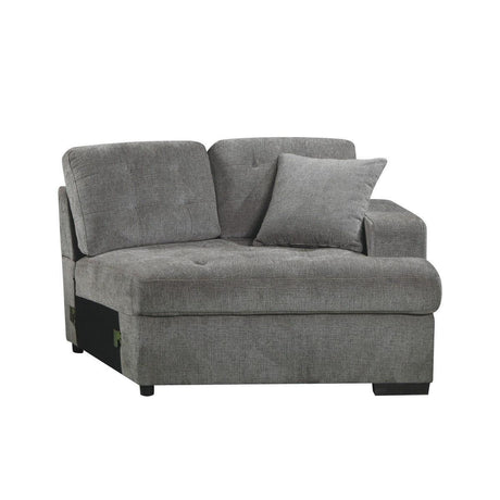Logansport Gray Chenille Fabric Upholstery 4-Piece Sectional With Pull-out Bed And Pull-out Ottoman - Ella Furniture