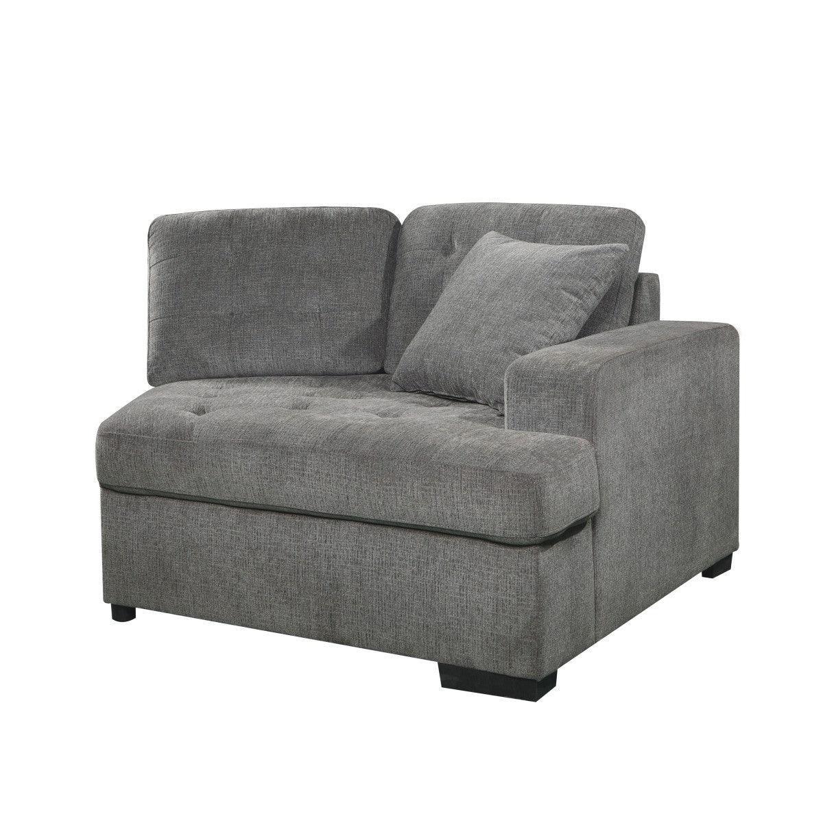 Logansport Gray Chenille Fabric Upholstery 4-Piece Sectional With Pull-out Bed And Pull-out Ottoman - Ella Furniture