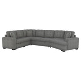 Logansport Gray Chenille Fabric Upholstery 4-Piece Sectional With Pull-out Bed And Pull-out Ottoman - Ella Furniture