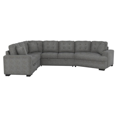 Logansport Gray Chenille Fabric Upholstery 4-Piece Sectional With Pull-out Bed And Pull-out Ottoman - Ella Furniture