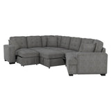 Logansport Gray Chenille Fabric Upholstery 4-Piece Sectional With Pull-out Bed And Pull-out Ottoman - Ella Furniture