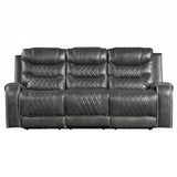 Putnam Gray Solid Wood And Plywood Polished Microfiber Upholstery Power Double Reclining Sofa - Ella Furniture