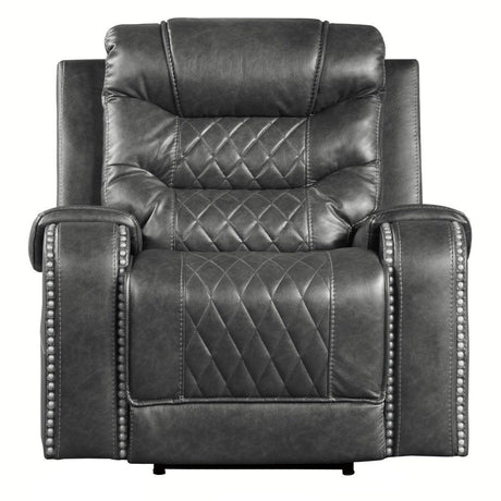 Putnam Gray Solid Wood And Plywood Polished Microfiber Upholstery Power Reclining Chair - Ella Furniture