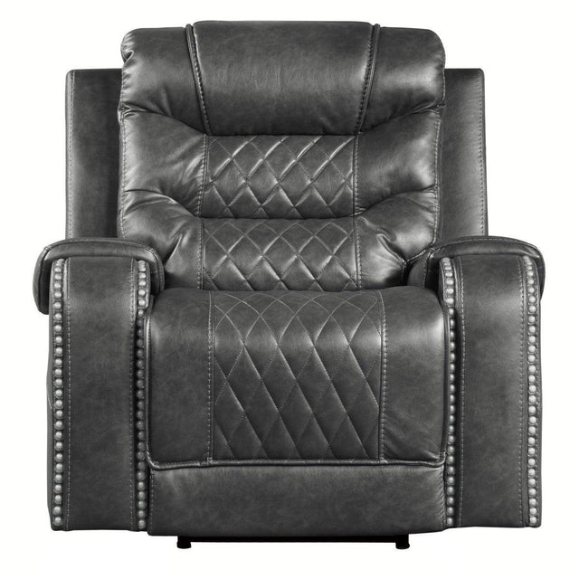 Putnam Gray Solid Wood And Plywood Polished Microfiber Upholstery Power Reclining Chair - Ella Furniture
