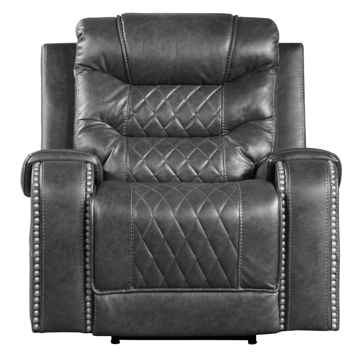 Putnam Gray Solid Wood And Plywood Polished Microfiber Upholstery Power Reclining Chair - Ella Furniture