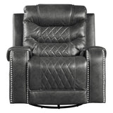 Putnam Gray Solid Wood And Plywood Polished Microfiber Upholstery Swivel Glider Reclining Chair - Ella Furniture
