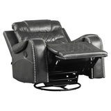 Putnam Gray Solid Wood And Plywood Polished Microfiber Upholstery Swivel Glider Reclining Chair - Ella Furniture