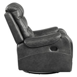 Putnam Gray Solid Wood And Plywood Polished Microfiber Upholstery Swivel Glider Reclining Chair - Ella Furniture