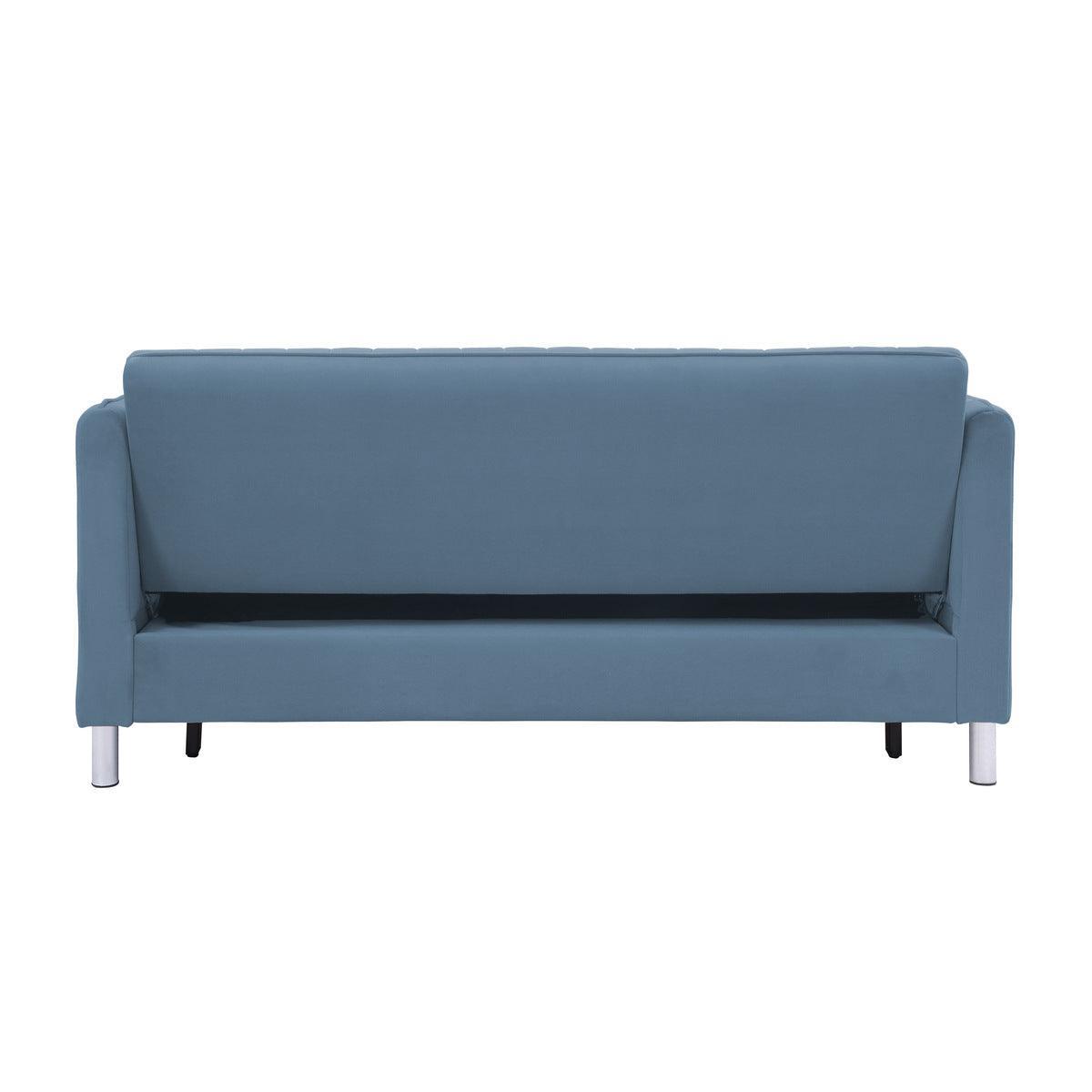 Greenway Blue Solid Wood Velvet Fabric Upholstery Convertible Studio Sofa With Pull-out Bed - Ella Furniture